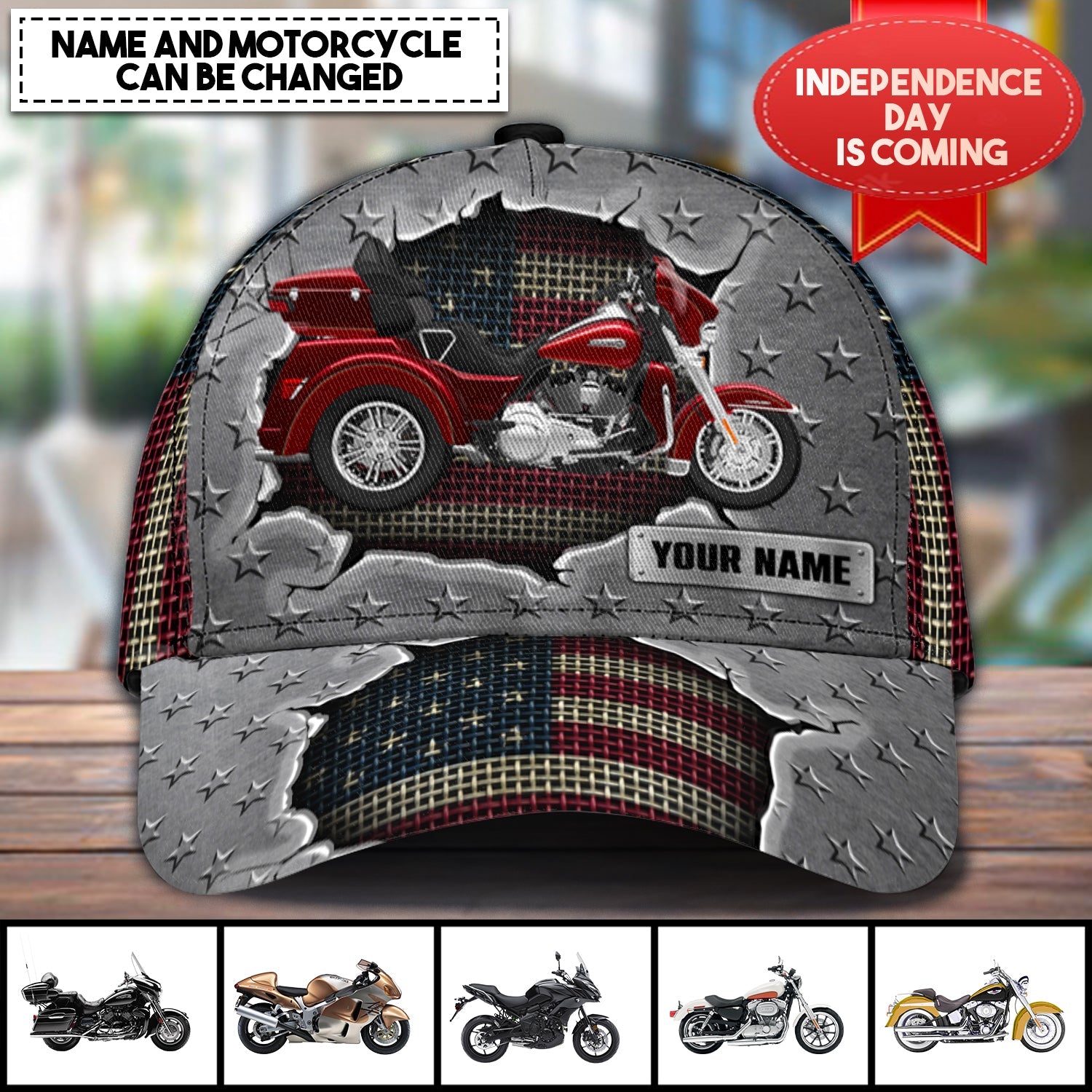 For Motorcycle Lover Personalized Classic Cap, Gift for Motorcycle Lovers, Motorcycle Riders Trucker Hats Custom Hats Gifts For Men & Women