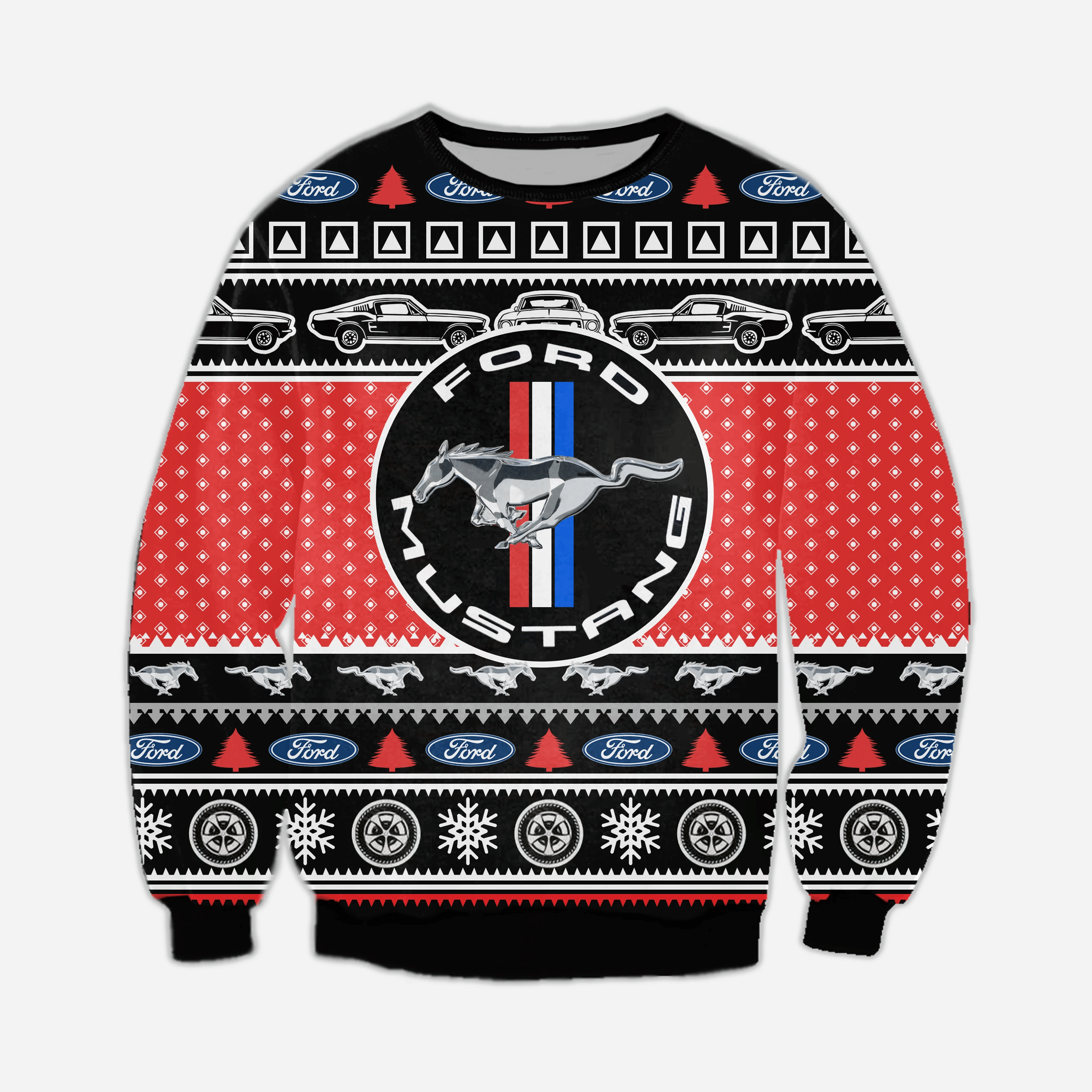 Ford Mustang Knitting Pattern 3D Print Ugly Christmas Sweater Adult 3D Funny Matching for family