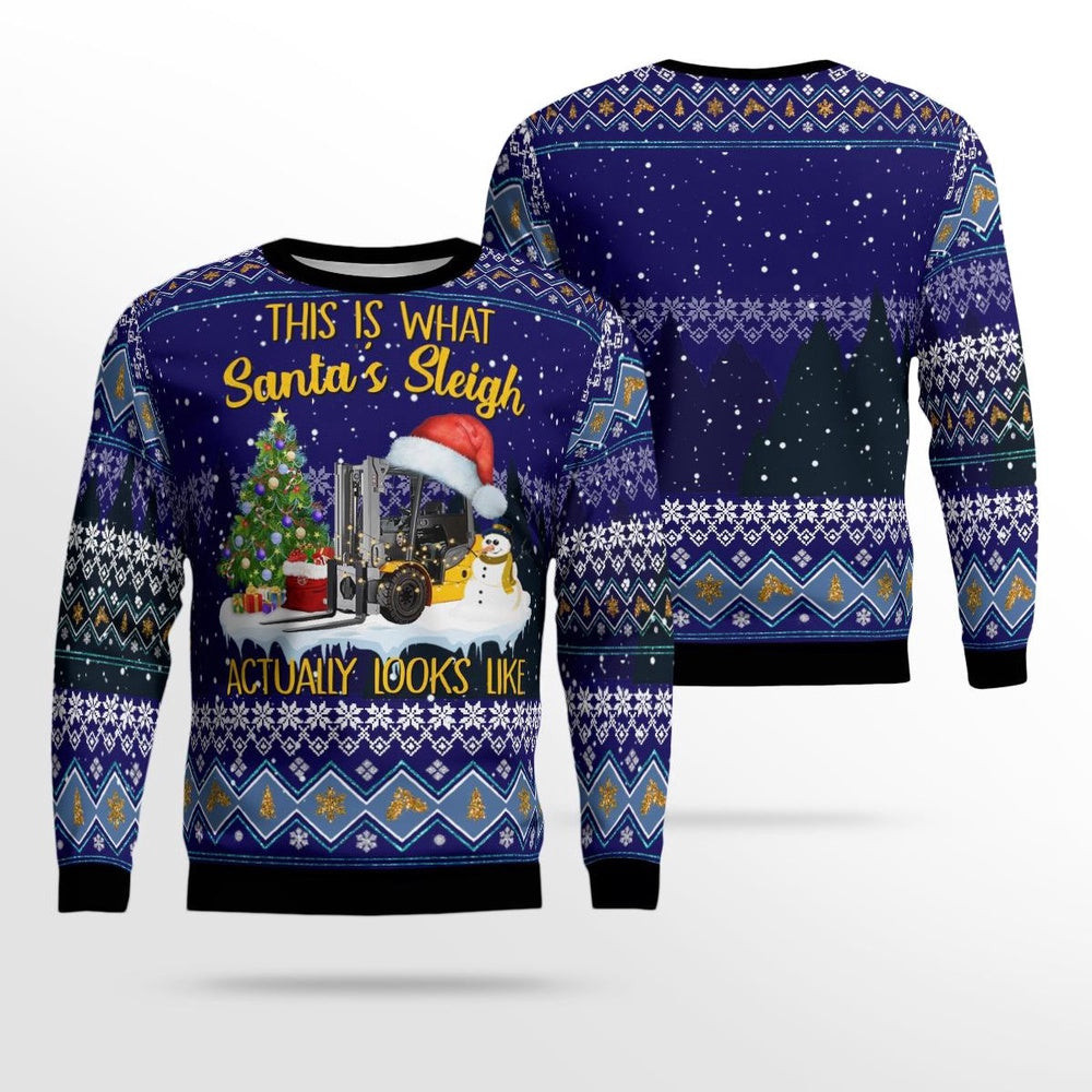 Forklift Christmas AOP Ugly Sweater Xmas Unisex Sweater Christmas Gifts For Men Women