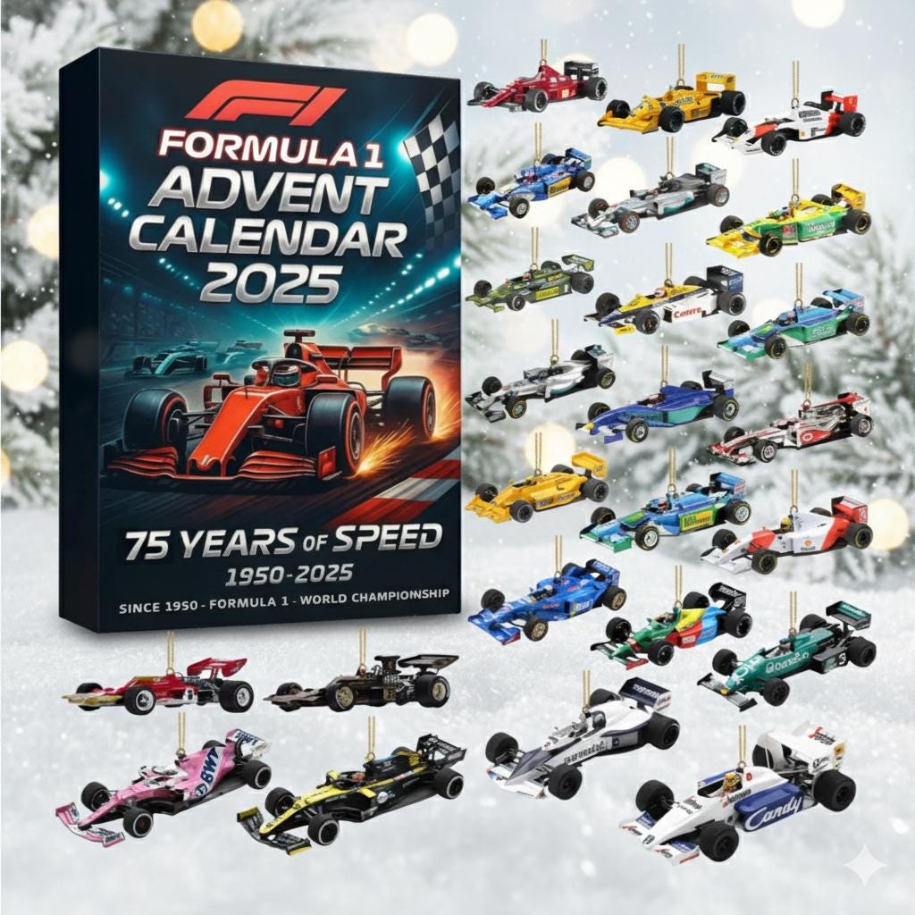 Formula Race Car 24 Acrylic Ornaments Set, F1 Speed Christmas Tree Hanging Decor, Motorsport Gift for Racing Fans 2025 Holiday