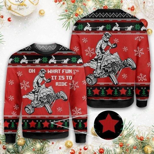 Four Wheels Oh What Fun Ugly Christmas Sweater Adult 3D Funny Matching for family