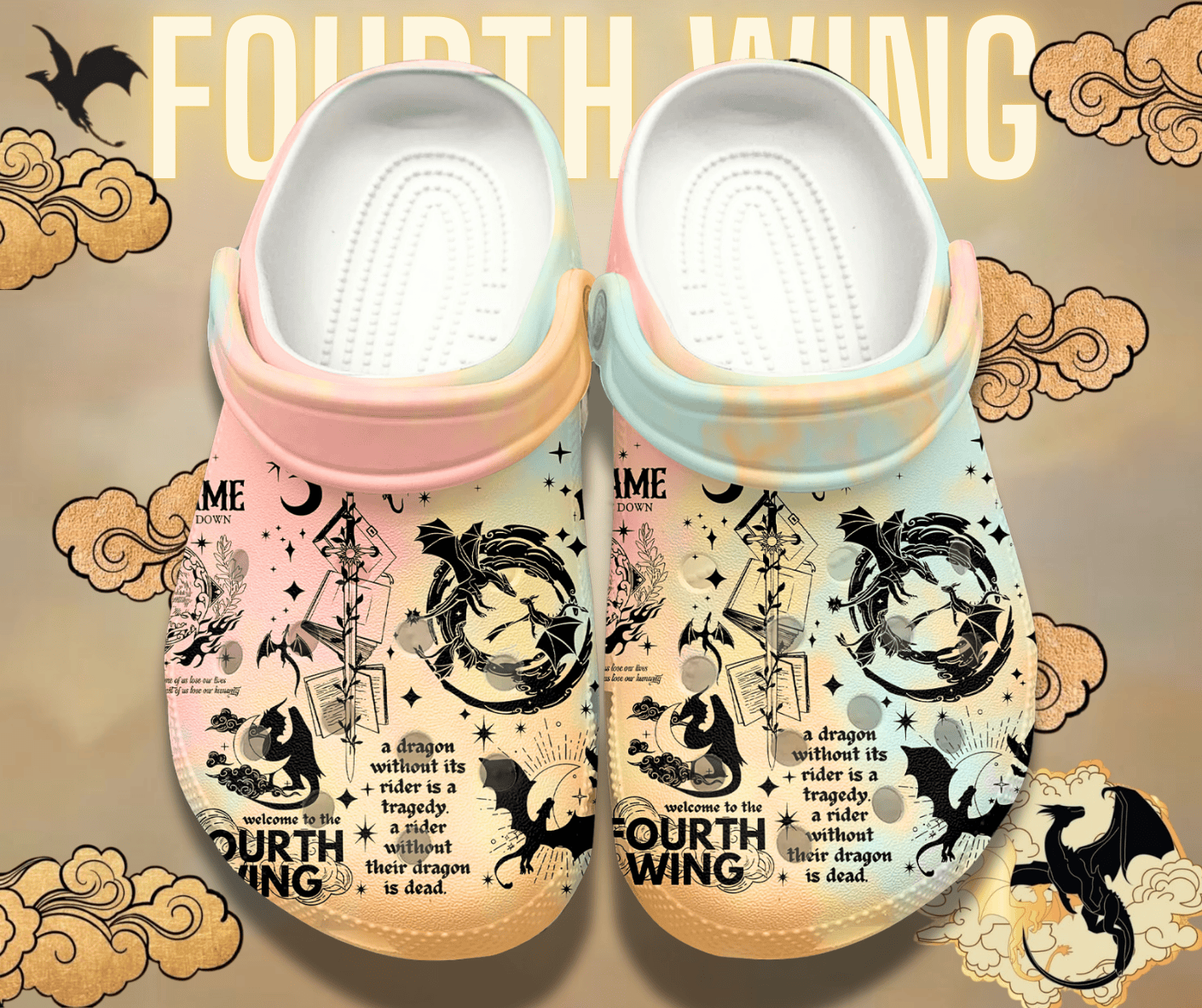 Fourth Wing Book Crocs Crocband Clogs Shoes Comfortable For Men Women and Kids