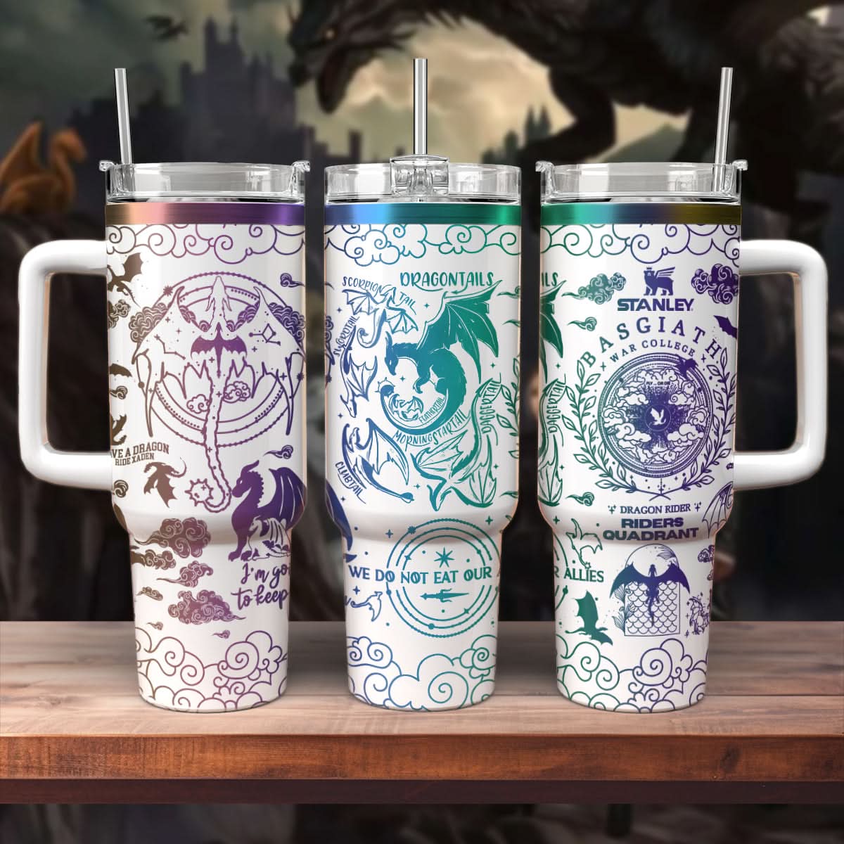 Fourth Wing Book Custom Stanley Cup 40 oz 30 oz Tumbler With HandleTVC2301479