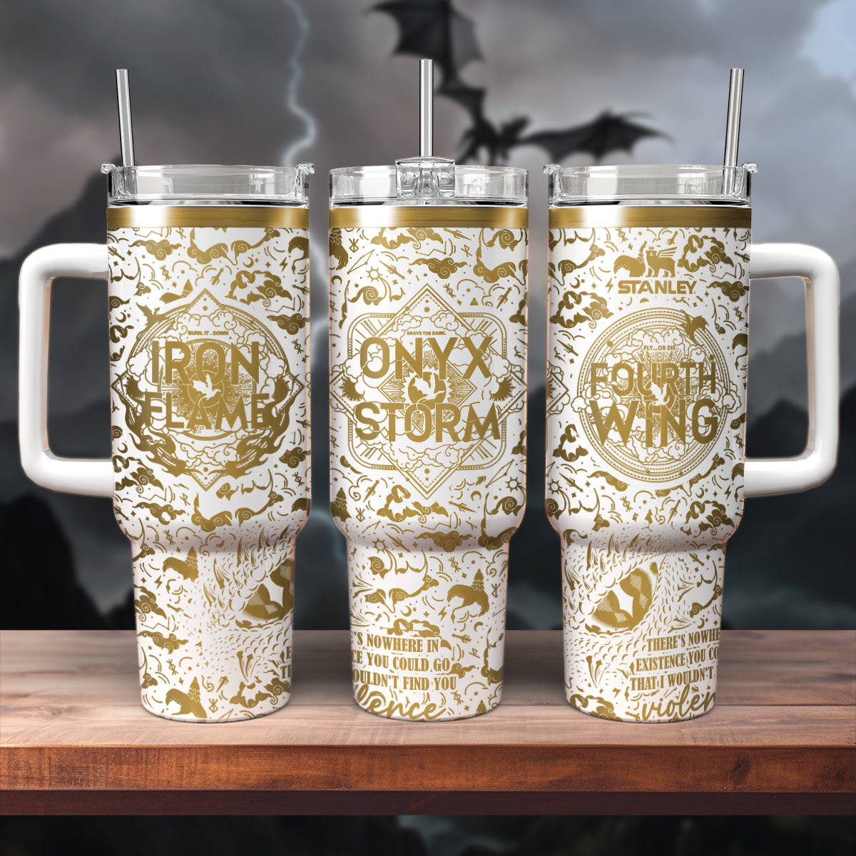 Fourth Wing Iron Flame Onyx Storm Custom Stanley Cup 40 oz 30 oz Tumbler With HandleTVC2301541