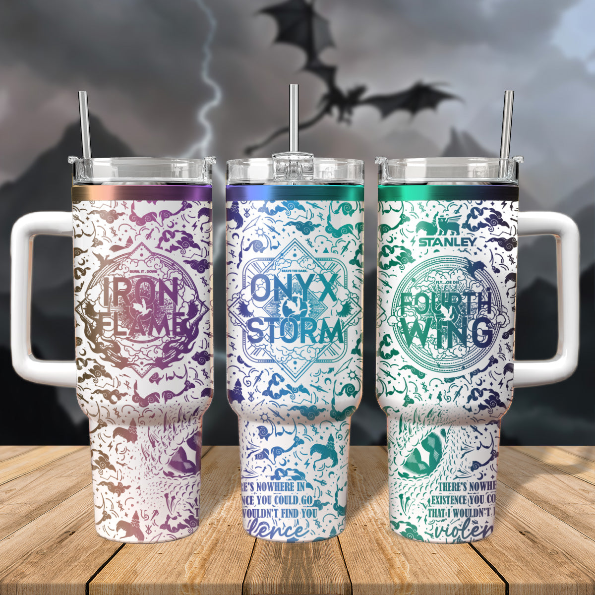 Fourth Wing Iron Flame Onyx Storm Custom Stanley Cup 40 oz 30 oz Tumbler With HandleTVC2301541