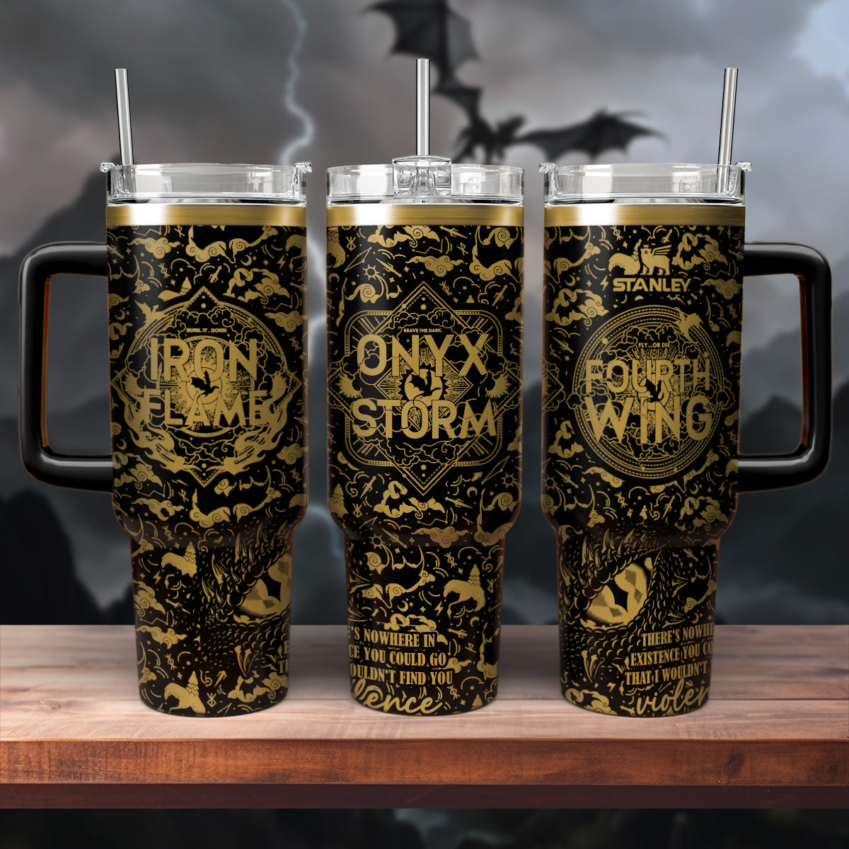 Fourth Wing Iron Flame Onyx Storm Custom Stanley Cup 40 oz 30 oz Tumbler With HandleTVC2301541