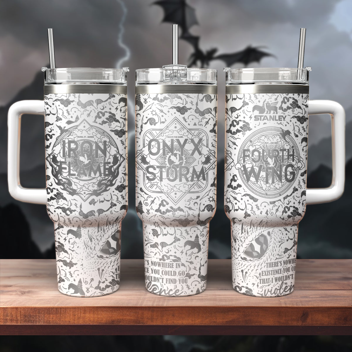 Fourth Wing Iron Flame Onyx Storm Custom Stanley Cup 40 oz 30 oz Tumbler With HandleTVC2301541