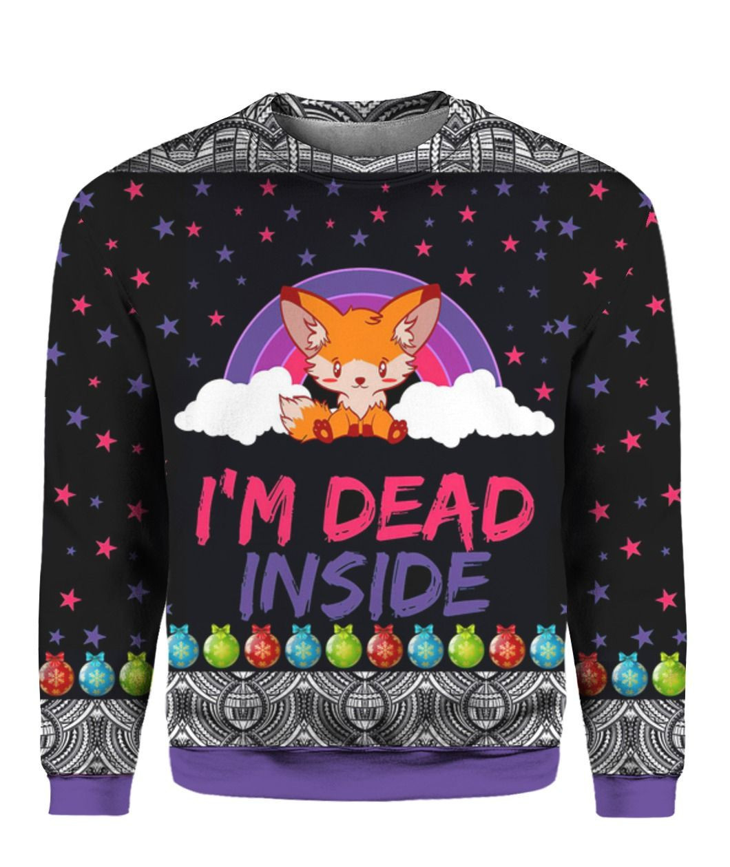 Fox I?M Dead Inside Ugly Christmas Sweater Adult 3D Funny Matching for family