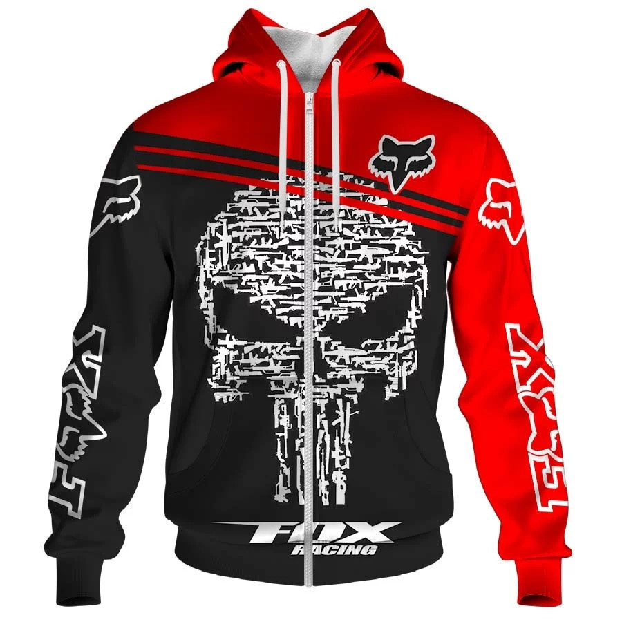 Fox Racing & Punisher Skull Nice 3D All Over Print Hoodie, Zip Hoodie