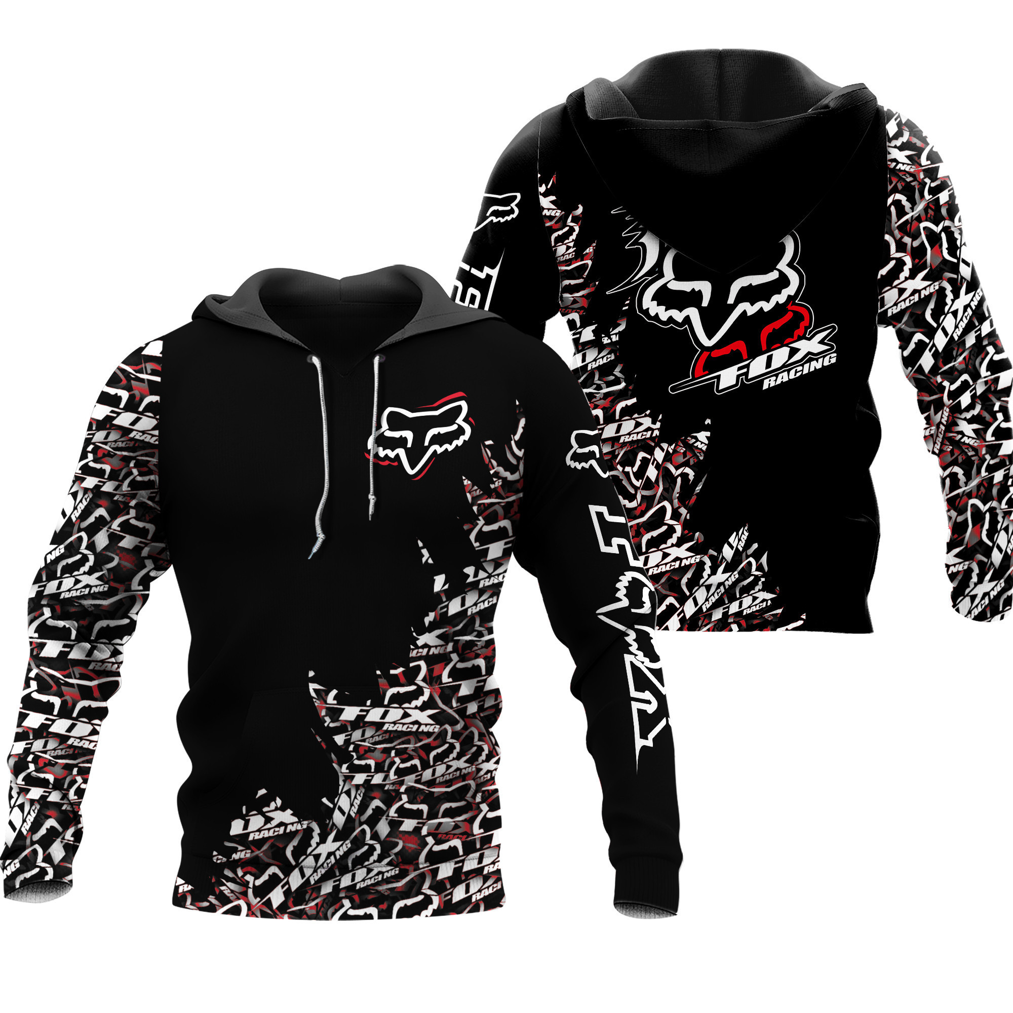 Fox Racing 3D All Over Print Hoodie, Zip Hoodie