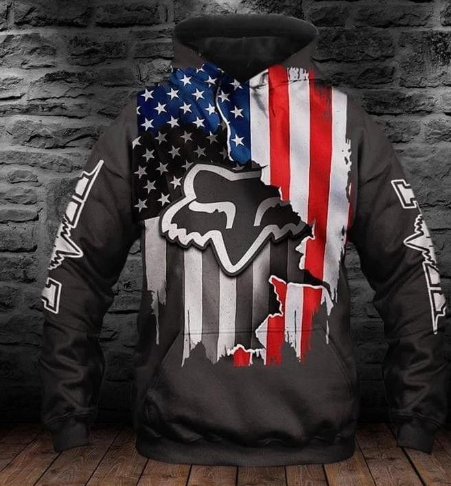 Fox Racing American Flag Layer 3D All Over Print Hoodie, Zip Hoodie