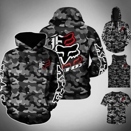 Fox Racing Camo 3D All Over Print Hoodie, Zip Hoodie