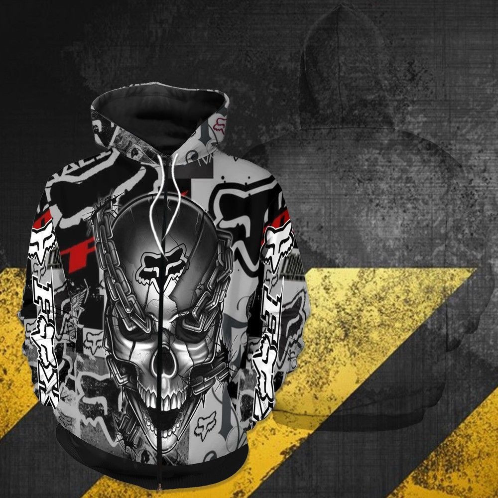Fox Racing Meta Skull 3D All Over Print Hoodie, Zip Hoodie