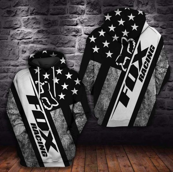 Fox Racing Motorcycles US Flag Mix Nice 3D All Over Print Hoodie, Zip Hoodie
