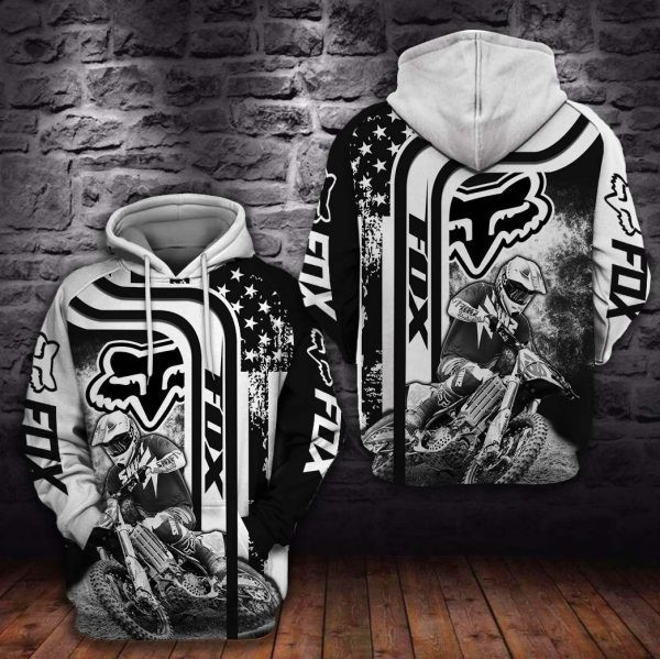 Fox Racing Motorcycles US Flag Nice 3D All Over Print Hoodie, Zip Hoodie