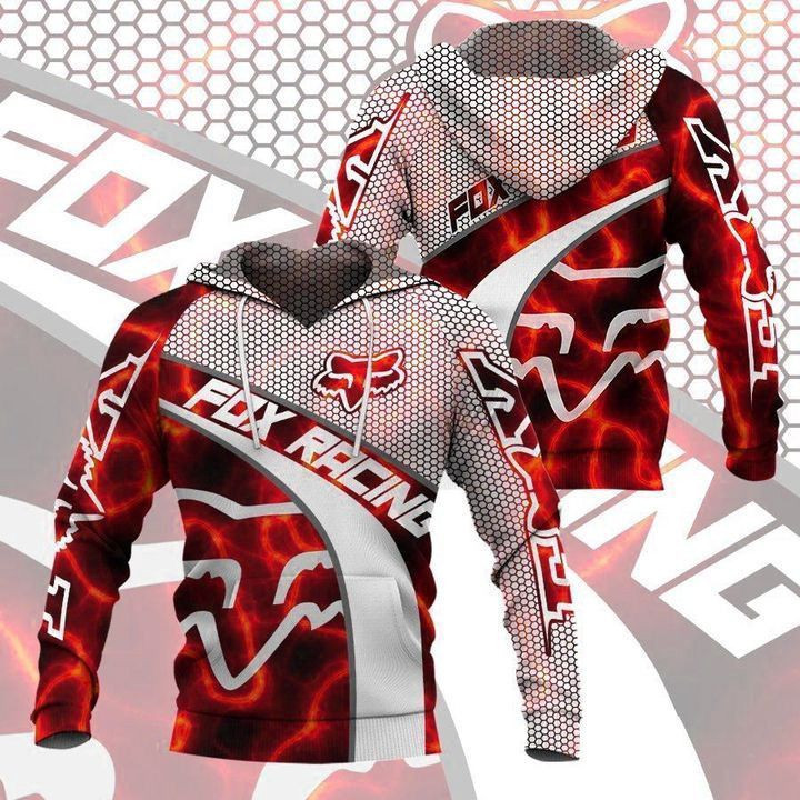 Fox Racing Red 3D All Over Print Hoodie, Zip Hoodie
