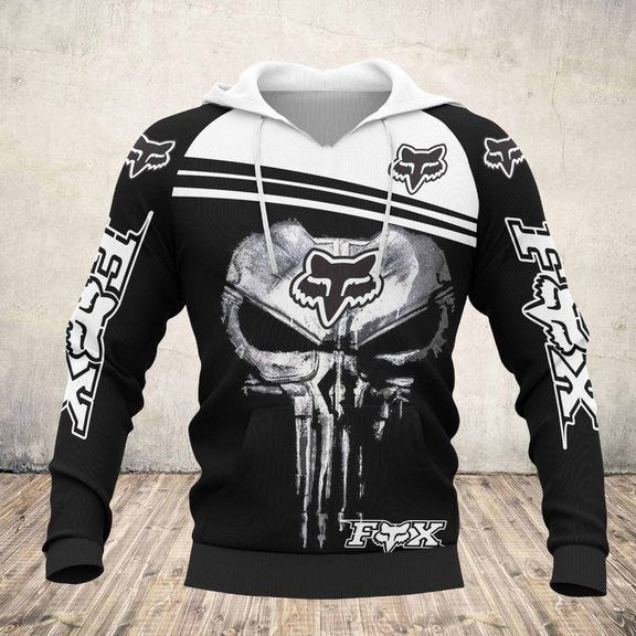 Fox Racing Skull 3D All Over Print Hoodie, Zip Hoodie