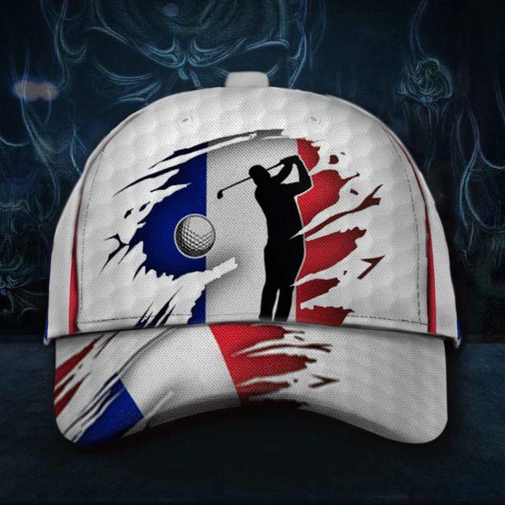 France Flag Golfer Hat Golf Lovers Print Cap Gifts For French Trucker Hats Custom Hats Gifts For Men & Women