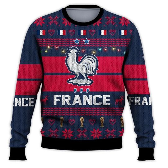 France National Team, Personalized Custom Name Number, Qatar World Cup 2022 3D Sweater - Image 5