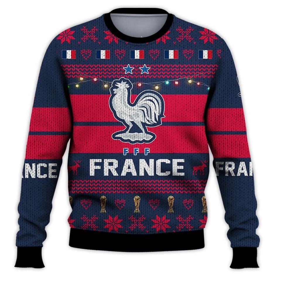 France National Team, Personalized Custom Name Number, Qatar World Cup 2022 3D Sweater - Image 2