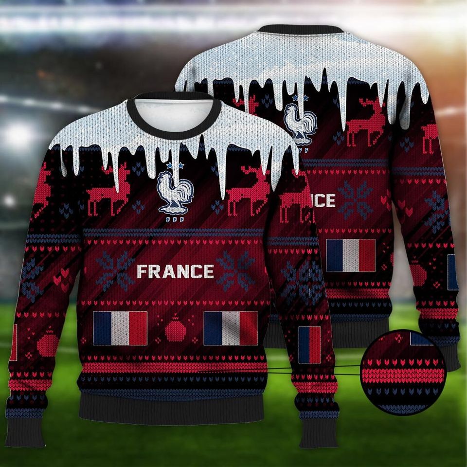 France Ugly Christmas Sweater Sport Soccer Team, World Cup 2022 3D Sweatshirt