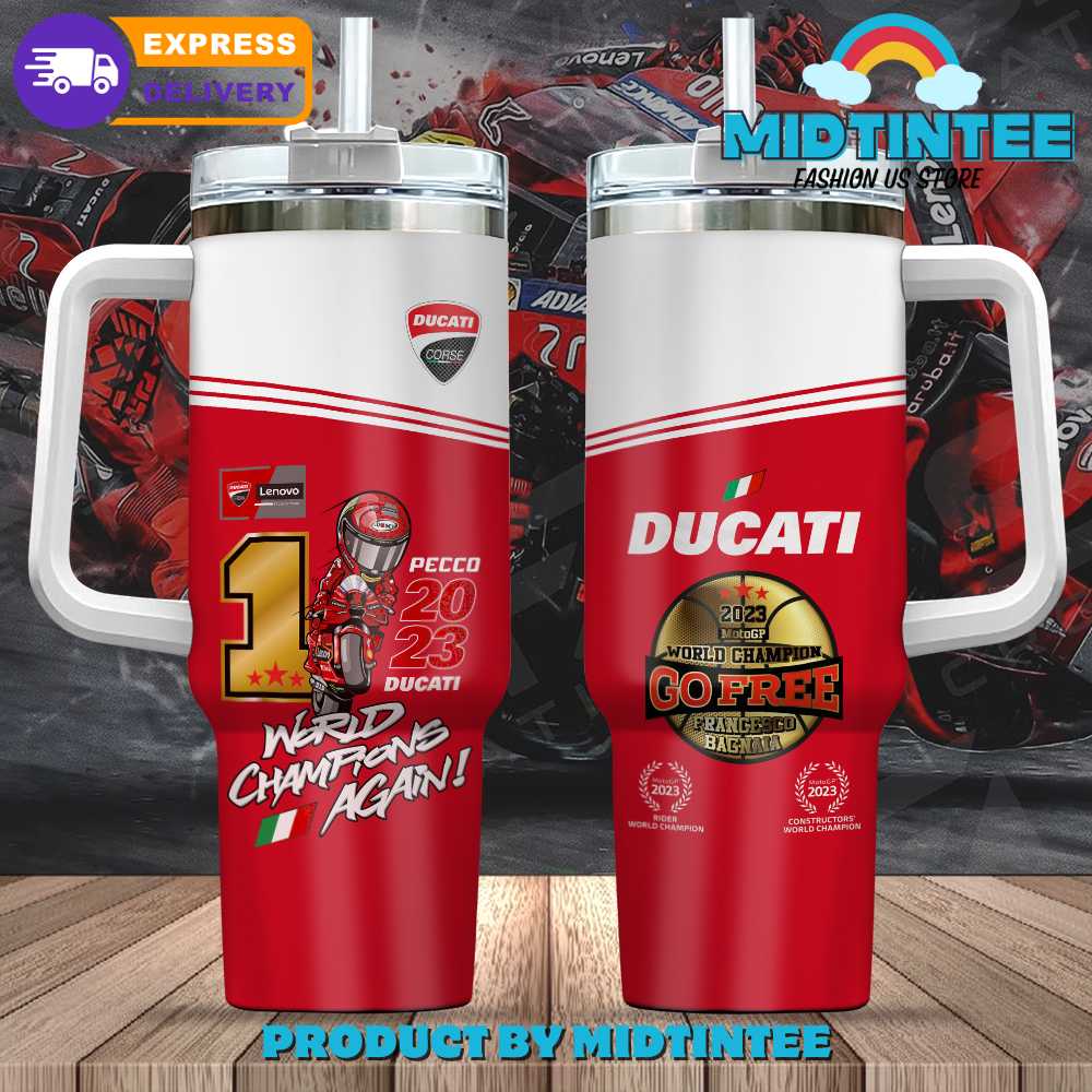 Francesco Bagnaia Ducati Champions Custom Stanley Cup 40 oz 30 oz Tumbler With HandleTVC2301905