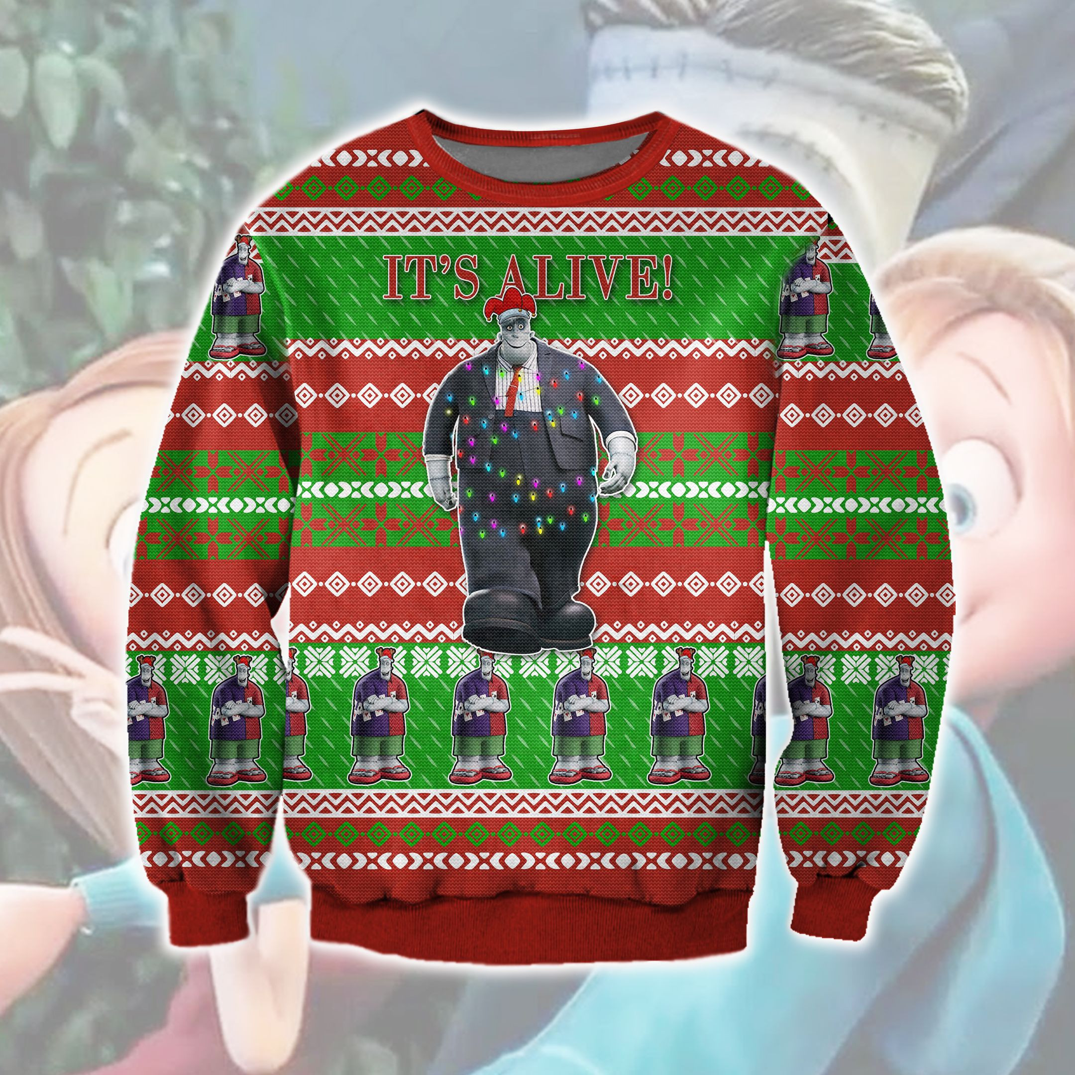 Frankenstein'S Monster Ugly Christmas Sweater Adult 3D Funny Matching for family