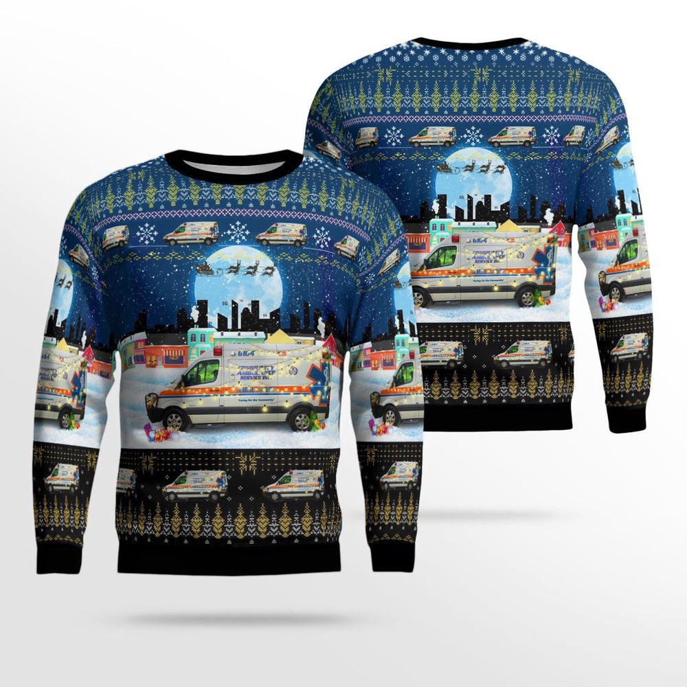 Franklin Pennsylvania Community Ambulance Service AOP Ugly Sweater Xmas Unisex Sweater Christmas Gifts For Men Women
