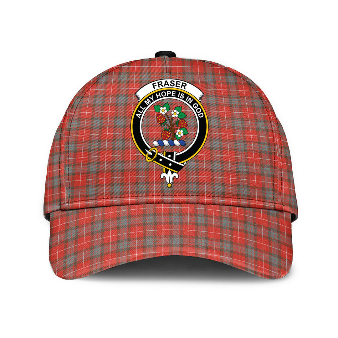 Fraser Weathered Tartan Baseball Cap, Tartan Plaid Cap with Family Crest K23 Trucker Hats Custom Hats Gifts For Men & Women