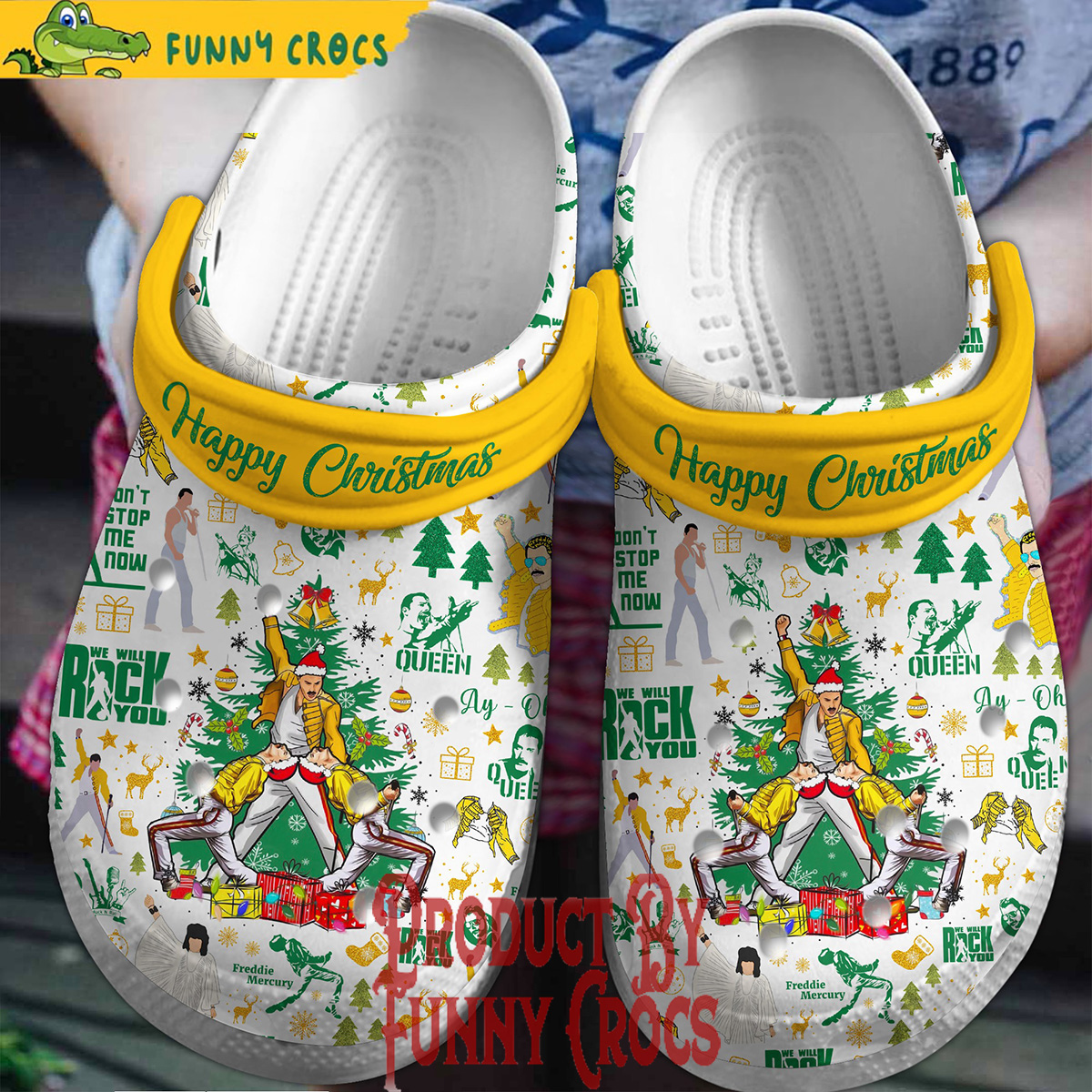 Freddie Mercury Music Christmas Crocs Crocband Clogs Shoes Comfortable For Men Women and Kids