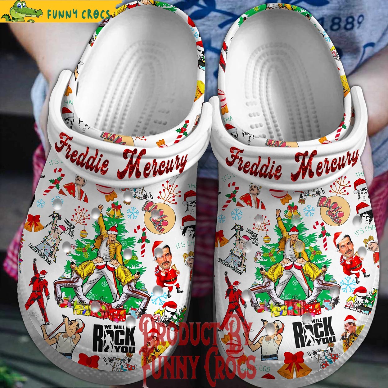 Freddie Mercury Music Christmas Crocs Crocband Clogs Shoes Comfortable For Men Women and Kids