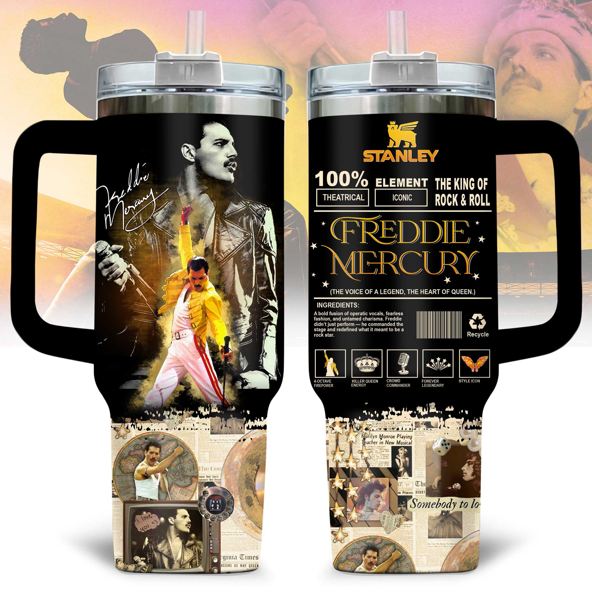 Freddie Mercury Music Custom Stanley Cup 40 oz 30 oz Tumbler With HandleTVC2301175