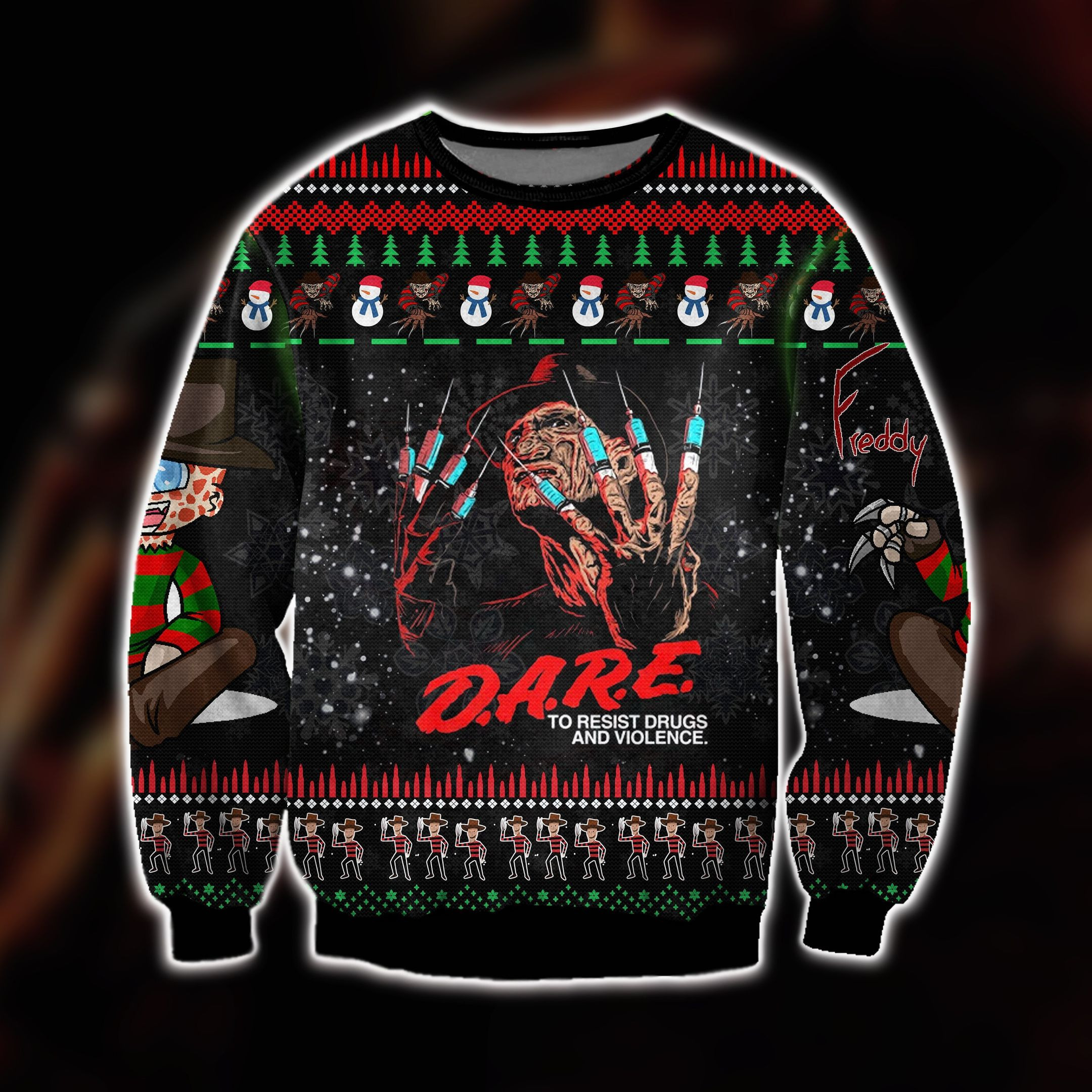 Freddy Krueger Ugly Christmas Sweater Adult 3D Funny Matching for family