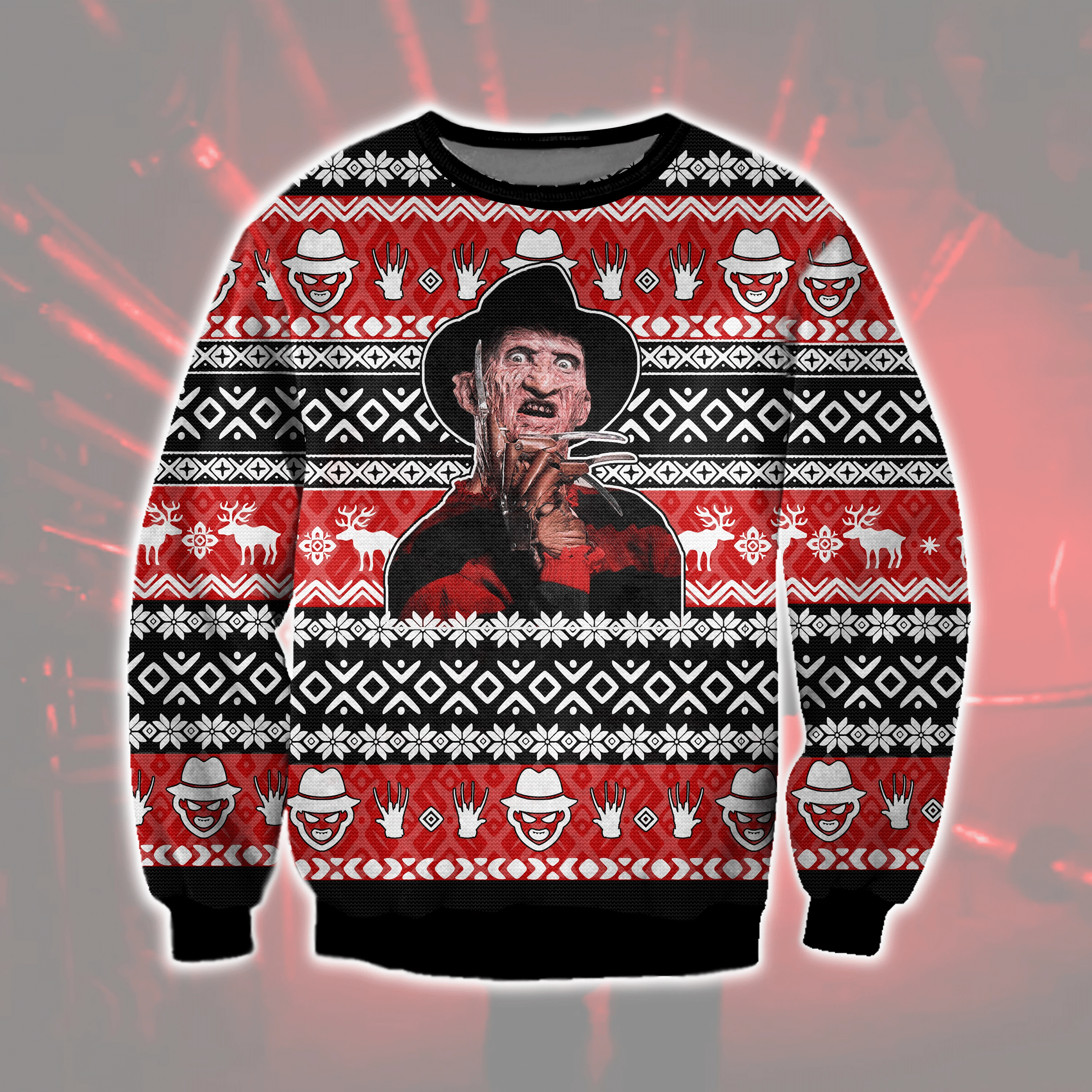 Freddy Krueger Ugly Christmas Sweater Adult 3D Funny Matching for family