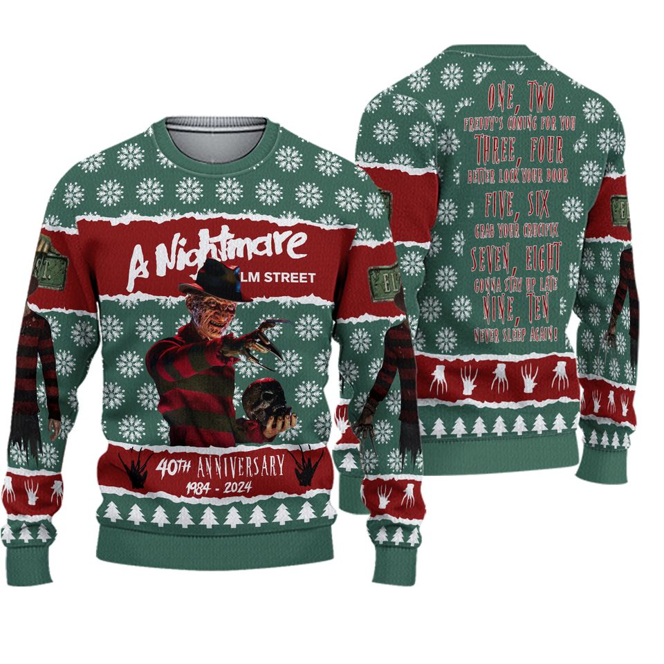 Freddy Krueger Ugly Christmas Sweater, Nightmare On Elm Street Sweater