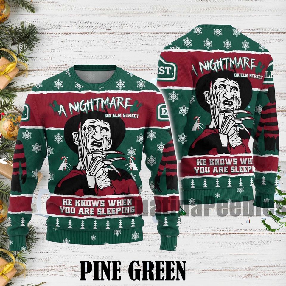 Freddy Krueger Ugly Christmas Sweater , Sweater Halloween Friends Horror Movie