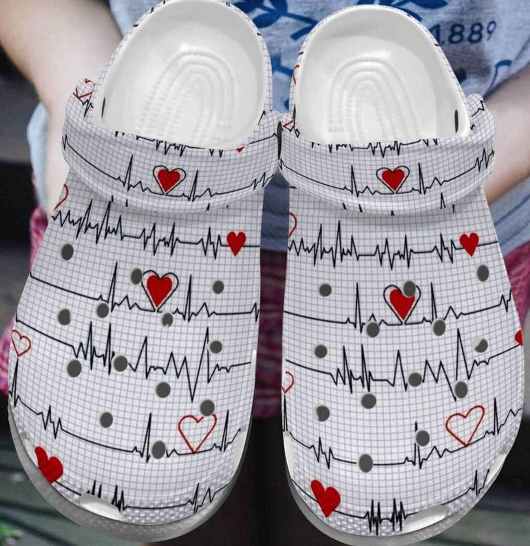 Free Heartbeat Shoes For Nurse Doctor - Red Heart Clogs