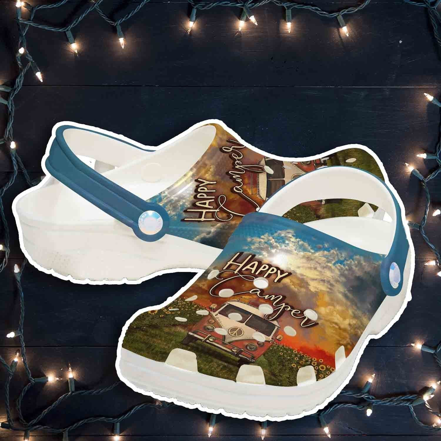 Free Hippie Bus Vector Shoes - Happy Camper Crocbland Clog Gifts