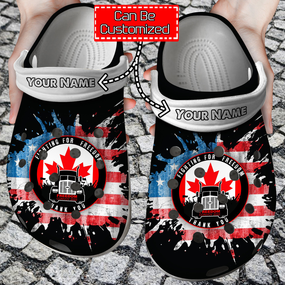 Freedom - Personalized Fighting For Freedom Convoy 2022 Clog Shoes For Men And Women