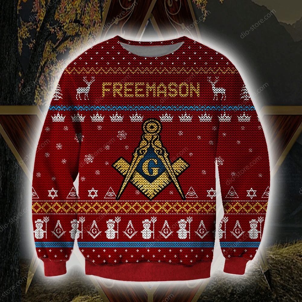 Freemason Knitting Pattern 3D Print Ugly Christmas Sweater Adult 3D Funny Matching for family