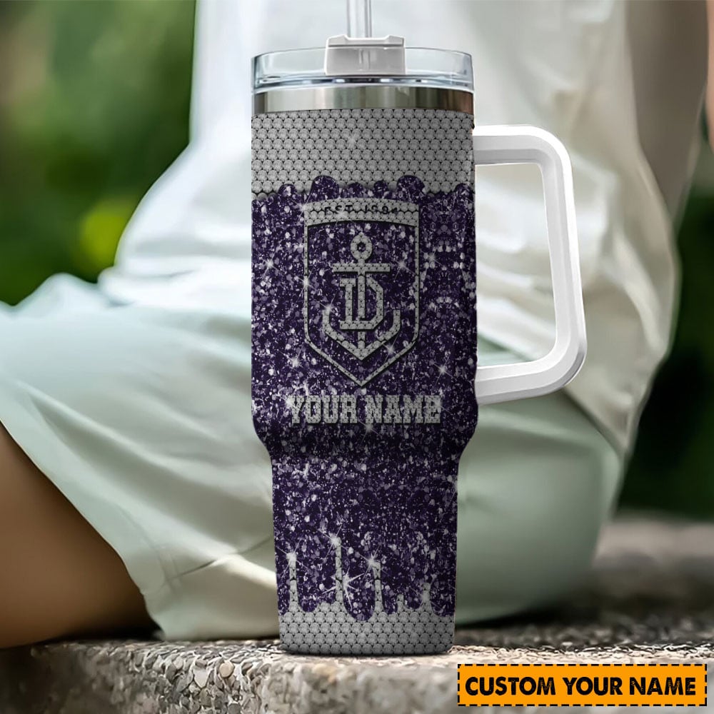 Fremantle Dockers AFL Glitter Custom Stanley Cup 40 oz 30 oz Tumbler With HandleTVC2301192