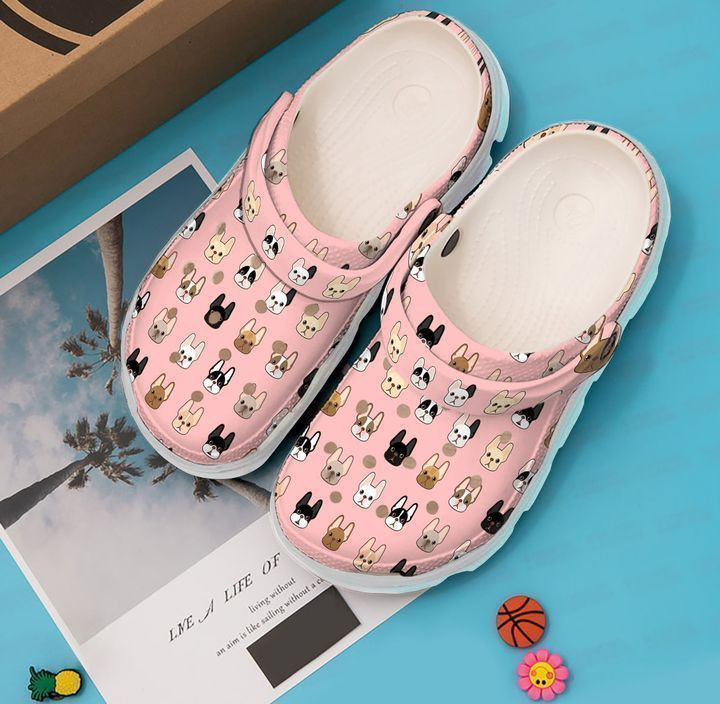French Bulldog Crocband Pattern clog Shoes