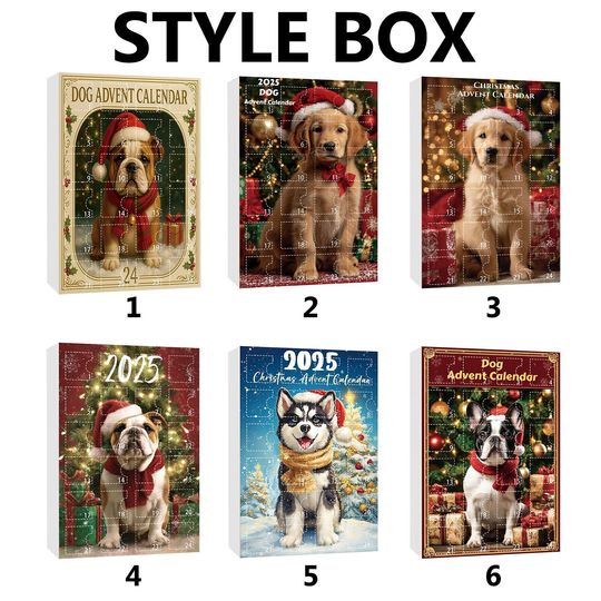 French BullDog, Dog Breeds Advent Calendar 2025, 24 Day Dogs Figurines With 6 Style Box: Vintage Christmas Ornament Countdown - Image 16