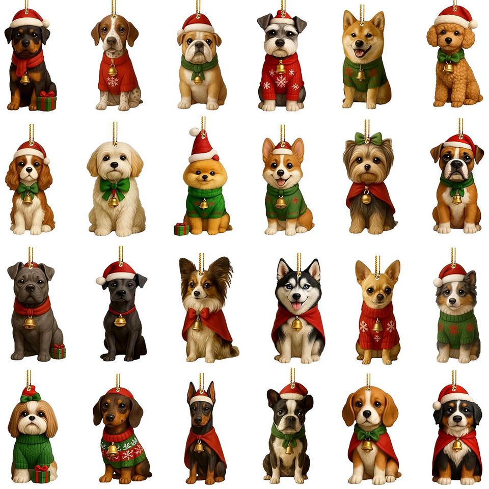 French BullDog, Dog Breeds Advent Calendar 2025, 24 Day Dogs Figurines With 6 Style Box: Vintage Christmas Ornament Countdown - Image 4