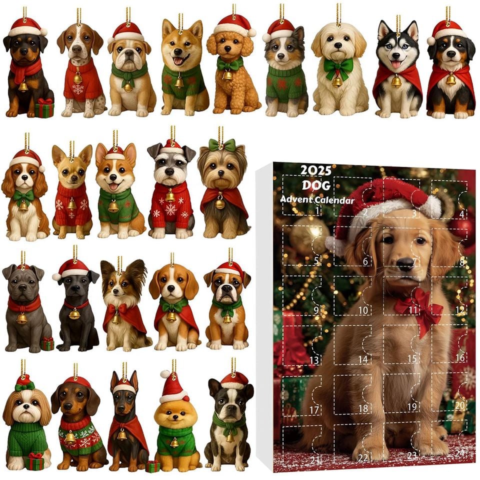 French BullDog, Dog Breeds Advent Calendar 2025, 24 Day Dogs Figurines With 6 Style Box: Vintage Christmas Ornament Countdown - Image 11