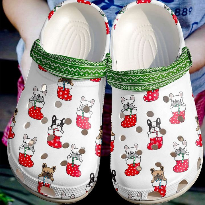 French Bulldog Frenchies In Socks Christmas Crocband Clog Shoes For Men Women