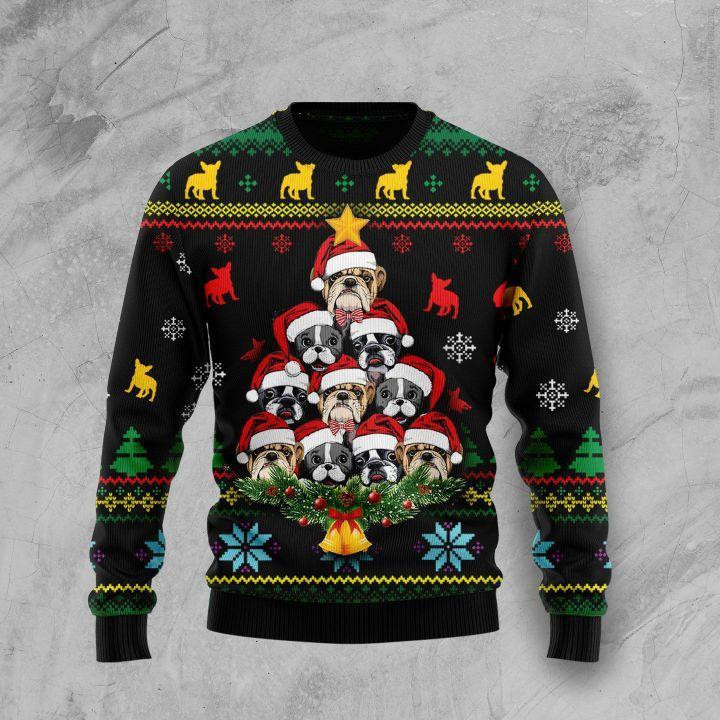 French Bulldog Ugly Christmas Sweater Adult 3D Funny Matching for family