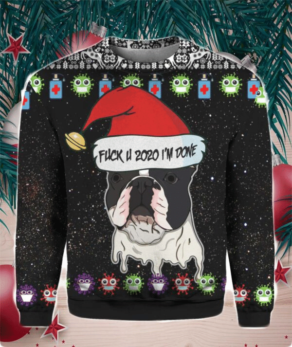 French Bulldog Ugly Christmas Sweater Adult 3D Funny Matching for family