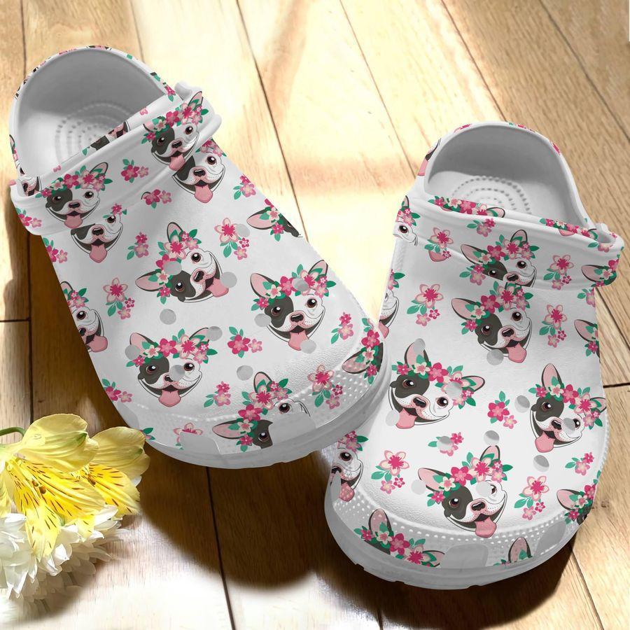 French Bulldog With Flower Crocs Crocband Clogs Shoes Comfortable For Men Women and Kids