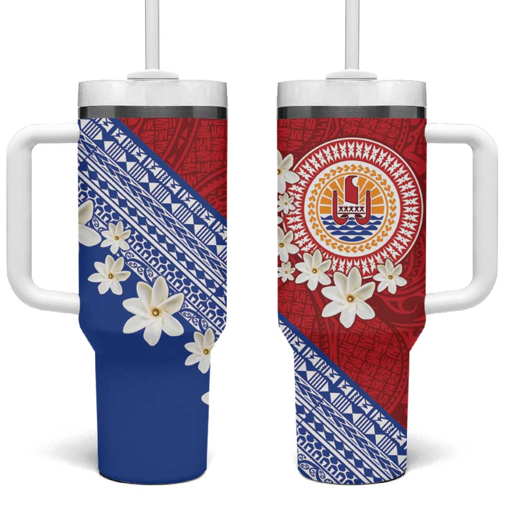 French Polynesia Tahitian Tiare Flowers Tribal Custom Stanley Cup 40 oz 30 oz Tumbler With HandleTVC2301363